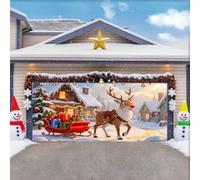 ZFFLYH Christmas Garage Door Cover Large Garage Door Banner Christmas Decoration Backdrop for Holiday Party Indoor Outdoor House Decoration,Reindeer,8x7FT