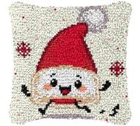 ZFFLYH Christmas Latch Hook Pillow Kit for Adults Kids DIY Throw Pillow Cover with Printed Canvas Crochet Yarn Needle Craft Cross-Stitch Embroidery for Home Sofa Decor 17X17inch,Snowman A