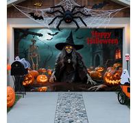ZFFLYH Halloween Garage Door Cover Banner Decorations, Large Hanging Banner Backdrop Mural for For Outdoor Home Yard Halloween Decor Party Photo Backgrounds,Witch,8 * 7FT