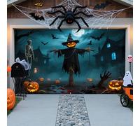 ZFFLYH Halloween Garage Door Cover Banner Decorations, Large Hanging Banner Backdrop Mural for For Outdoor Home Yard Halloween Decor Party Photo Backgrounds,Scarecrow,8 * 7FT