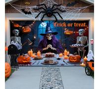 ZFFLYH Halloween Garage Door Cover Banner Decorations, Large Hanging Banner Backdrop Mural for For Outdoor Home Yard Halloween Decor Party Photo Backgrounds,Halloween Dinner,13 * 6FT