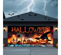 ZFFLYH Halloween Garage Door Cover Banner Outdoor Home Decorations Halloween Hanging Backdrop Door Cover Garage Wall Decor,Pumpkin Skull,8 * 7FT