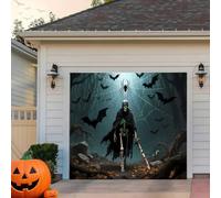 ZFFLYH Halloween Garage Door Cover Decorations Banner, Large Halloween Hanging Backdrop Door Cover Wall Decorations for Outdoor Holiday Decorations,Skull Swordsman,8 * 7