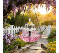 ZFFLYH Hanging Solar Bird Bath Fountain 3 Layers,Solar Cascade Hanging Bird Bath Fountain, Weatherproof & Easy To Maintain Attract Wild Birds To Garden, Patio,Pink
