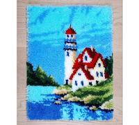 ZFFLYH Latch Hook Kits DIY Crochet Yarn Rugs Tapestry Hooking Needlework Crafts Arts Kit Color Preprinted Pattern Home Decoration Festival Gift for Adults and Kids,Lighthouses