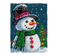 ZFFLYH Latch Hook Kits for Adults, DIY Crochet Yarn Rugs Hooking Craft Kit Colour Pre-Printed Canvas Rug Cross Stitch Crocheting Embroidery Tapestry Home Decoration 20.5''X15'',Snowman