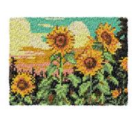ZFFLYH Latch Hook Kits for Adults, DIY Crochet Yarn Rugs Hooking Craft Kit Colour Pre-Printed Canvas Rug Cross Stitch Crocheting Embroidery Tapestry Home Decoration 20.5''X15'',Sunflower A