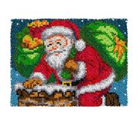 ZFFLYH Latch Hook Kits for Adults, DIY Crochet Yarn Rugs Hooking Craft Kit Colour Pre-Printed Canvas Rug Cross Stitch Crocheting Embroidery Tapestry Home Decoration 20.5''X15'',Gift Santa Claus