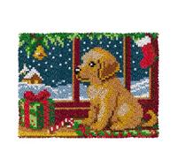 ZFFLYH Latch Hook Kits for Adults, DIY Crochet Yarn Rugs Hooking Craft Kit Colour Pre-Printed Canvas Rug Cross Stitch Crocheting Embroidery Tapestry Home Decoration 20.5''X15'',Dog Gift