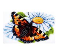 ZFFLYH Latch Hook Kits for Adults Kids Rug Tapestry Mat Kits Unique Shape Pre-Printed Pattern Crochet Yarns Embroidery Home Decoration 20X15in,Butterfly Flower