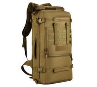 ZFFOZZ 50L Tactical Backpack, Multi-Function Large Bag for Outdoor Camping, Hiking and Portable Storage, Convertible as Messenger or Handbag(Brown)