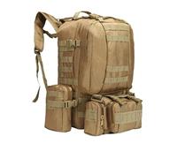 ZFFOZZ 55L Tactical Backpack with Waterproof Ventilated Built Up 3 MOLLE Bags Anti Pressure Rucksacks for Travelling(Khaki)