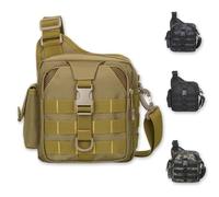 ZFFOZZ Hiking Backpack Outdoor Fishing Bag Three Layer Multi-Purpose Waterproof Wearable Backpack Hiking Camping Hunting Crossbody Camouflage Bag(Khaki)