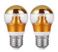 ZFFOZZ Pack of 2 Dimmable Half Chrome Light Bulb, 9W, Anti Glare LED Light Bulbs, E26 Gold Dipped Bulb, for Bathroom, Vanity, Mirror, 6000K Warm White(E27-7W-gold,Warm)