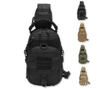 ZFFOZZ Shoulder Sling Bag, Chest Pack Camping Waterproof Sports MOLLE System Sling Bags for Hiking Climbing Cycling Fishing(Black)
