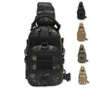 ZFFOZZ Shoulder Sling Bag, Chest Pack Camping Waterproof Sports MOLLE System Sling Bags for Hiking Climbing Cycling Fishing(Black cp)