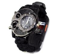 ZFFOZZ Tactical Survival Watch, Nylon 7-Core Paracord Woven, Compass, Emergency Whistle, Your Reliable Wilderness Companion!(Black)