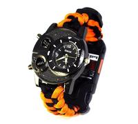 ZFFOZZ Tactical Survival Watch, Nylon 7-Core Paracord Woven, Compass, Emergency Whistle, Your Reliable Wilderness Companion!(Orange)