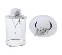 ZffXH 1/2 Pcs Mosquito Insect Bug Net Hats, Safari Fishing Cap with Netting Face Mesh Shield, Beekeeper Beekeeping Bee Veil Hat for Men Women Light Grey