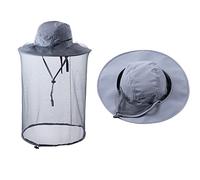 ZffXH 1/2 Pcs Mosquito Insect Bug Net Hats, Safari Fishing Cap with Netting Face Mesh Shield, Beekeeper Beekeeping Bee Veil Hat for Men Women Dark Grey