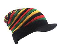 ZffXH Jamaican Rasta Man Hat, Wool Knit Rainbow Woolly Hats Colorful Beanie Skull Hat Slouchy Baggy Cap Winter Autumn