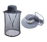 ZffXH Mosquito Hat Net, Dark Gray Mesh Sun Hat with Veil, Bee Keepers Hat with Net, Fly Hat Net, Anti Insect Hat, Safari Hat, Midge Hats with Netting, Midge Insect Head Net Hat Mesh Face Protector