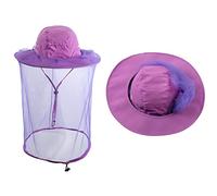 ZffXH Mosquito Hats with Netting, Purple Mesh Ventilated Bee Keepers Hat with Net, Midge Head Net Hat, Fly Net Hat, Mosquito Head Net Face Mesh, Sun Hat with Mosquito Net, Anti Insect Safari Hat