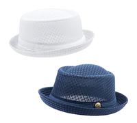 ZffXH Pork Pie Hats for Men, 2pcs Summer Mesh Pork Pie Hat Bowler Hats Cool Cooling Beach Party Cap Boater Porkpie Breaking Bad Hat Costume Straw
