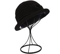 ZffXH Winter Fall Wool Knit Fashionable Cloche Hat 1920 Vintage Felt Beanie Cap Church Bucket Dress for Women Ladies Seniors Black