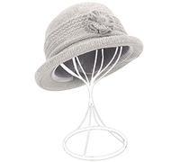 ZffXH Women 1920s Vintage Hats, Light Grey Winter Autumn Wool Knit Beanie Skull Hat, Ladies Vintage Cloche Hat, Fancet Wool Bucket Snug Bowler Baseball Hat, Formal Church Hat, Beret Fleece Floppy Cap
