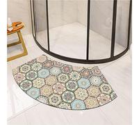 ZFGOJNBH Curved Shower Mat Semi-Circle Soft Diatomaceous Earth Bath Mat, Water-absorbent, quick-drying, non-slip diatomaceous earth mat, bath rug for circular showers