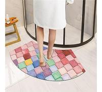 ZFGOJNBH Curved Shower Mat Semi-Circle Soft Diatomaceous Earth Bath Mat, Water-absorbent, quick-drying, non-slip diatomaceous earth mat, bath rug for circular showers