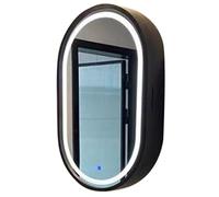 ZFGOJNBH Oval Bathroom Mirror Cabinet With Light Wall Mounted Cabinets Cupboard Vanity Mirror Waterproof Bathroom Wall Storage Cabinets (Color : Black, Size : 40 * 70cm)