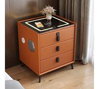 ZFGOJNBH Smart Bedside Table Bedroom Bedside Cabinet Nightstand with Adjustable Led Lights, High Gloss End Table with 3 & Usb Charging, Combination lock Storage Organizer (Orange Left)