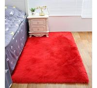 ZFHTAO Faux Fur Rug Soft Fluffy Rug High Pile Shaggy Faux Rabbit Fur Area Rug Non-Slip Faux fur Soft Thick Fluffy Rug for Nursery Teens Girls Rooms - Red 40x90cm