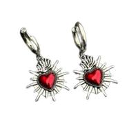 ZFHTJEKNCS 1 Pair Flaming Sacred Heart Earrings Enamel Thorns Sacred Heart Mexican Jewelry Earrings Sacred Heart of Religious Jewelry