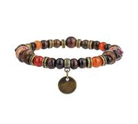 ZFHTJEKNCS 1 PC Fashion men's handmade ethnic wooden beads bracelet for men retro style Natural Stone beaded bracelet man