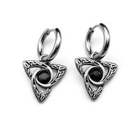 ZFHTJEKNCS 1PC Goth Knot Amulet Opal Stone Hoop Earrings for Women Men Stainless Steel Witch Knots Drop Earring