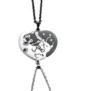 ZFHTJEKNCS 2 Pcs/Set Cute Cat Dog Shape Heart Puzzle Couples Necklaces for Women Men Stainless Steel Pendants Lover Promise Keepsake Gifts