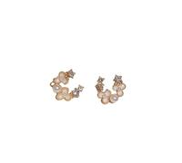 ZFHTJEKNCS 2024 Korean New Light Luxury Zircon Moon Stud Earrings For Women Fashion Flower Earring Girl Jewelry Gifts