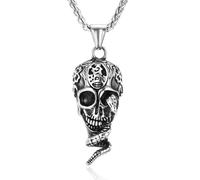 ZFHTJEKNCS 2025 Cross-border European and American Snake-shaped Skull Halloween Pendant Necklace Retro Men's Skull