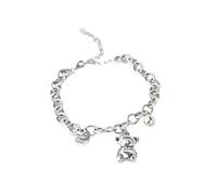 ZFHTJEKNCS 2025 Pulsera de encanto colgante de oso de lujo ligero chapado en plata de moda Retro Joyería de declaración de hip hop de cadena gruesa para mujeres