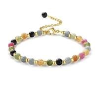 ZFHTJEKNCS 6mm Natural Stone Bracelet Gold Bead Adjustable Handstring Women Multicolor Lucky Luxur