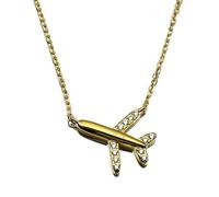 ZFHTJEKNCS Airplane Luxury Chain Women Men Couple Crystal New Love Necklace Valentine's Day Clavicle