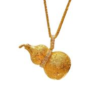 ZFHTJEKNCS Ancient Design Gold Brushed Fulu Gourd Pendant Necklace New Chinese Style Broken Brick Light Luxury High-grade Seiko Necklace