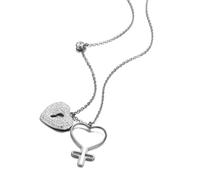 ZFHTJEKNCS Autumn and Winter Sweater Chain High-End Women's Versatile Light Luxury Design Heart Necklace Stainless Steel Heart