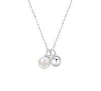 ZFHTJEKNCS Ball Small Fresh Pearl Necklace Women's High-End Double Bead Small Light Bulb Foot Collarbone Neck Chain Trendy
