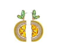 ZFHTJEKNCS Bling Crystal Lemon Cherry Strawberry Drop Earrings Summer Holiday Cute And Fun Fresh Fruit Jewelry For Lover