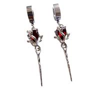 ZFHTJEKNCS Blood Stone Scepter Earring,Gothic,Witch Accessories,Pagan,Mystery,Vintage,Red Water Drop,Punk,Magic Earring For Women