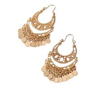 ZFHTJEKNCS Bohemian Fashion Trendy Gold Sequin Tassel Hoop Drop Earrings Women's Luxury Ethnic Style Party Bridal Gift Accessories